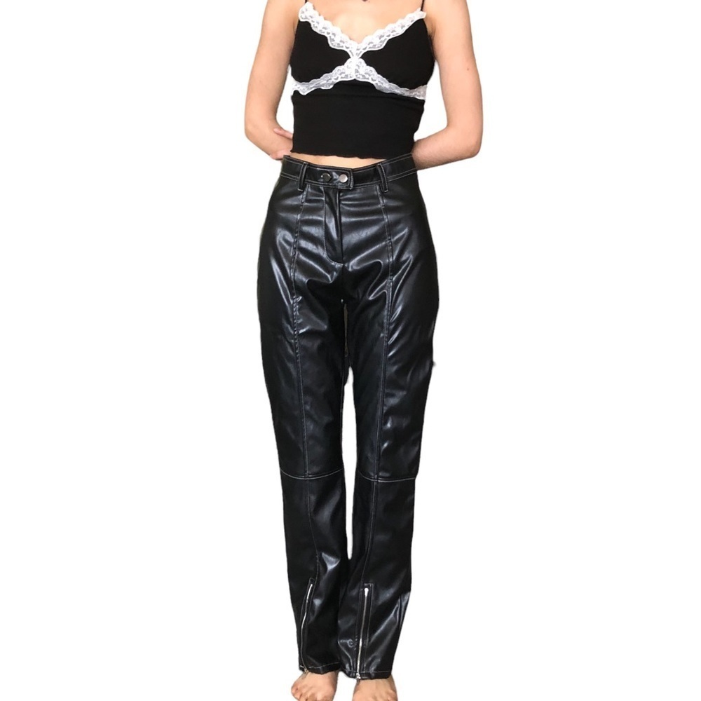 Prettylittlethings faux-leather Biker Straight-leg Pants